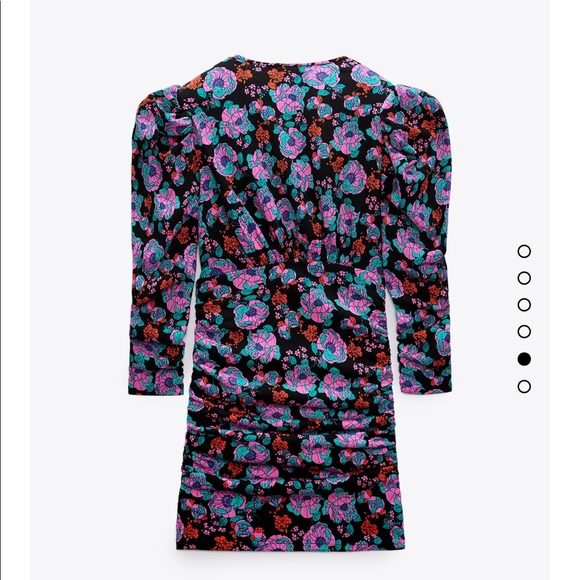 Zara v/neck floral dress with shoulder pads and side vents - Picture 8 of 11